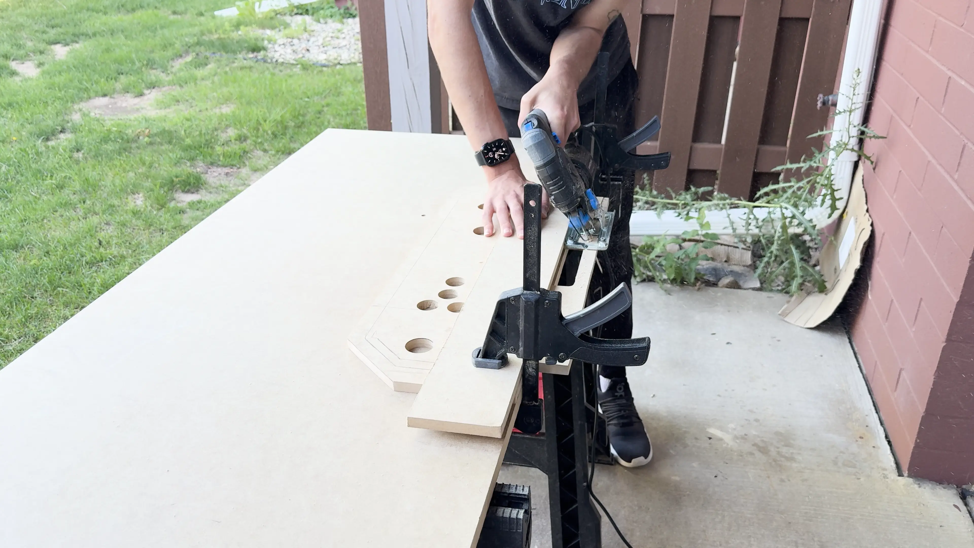 Me incorrectly cutting the beveled edge of the control panel top.