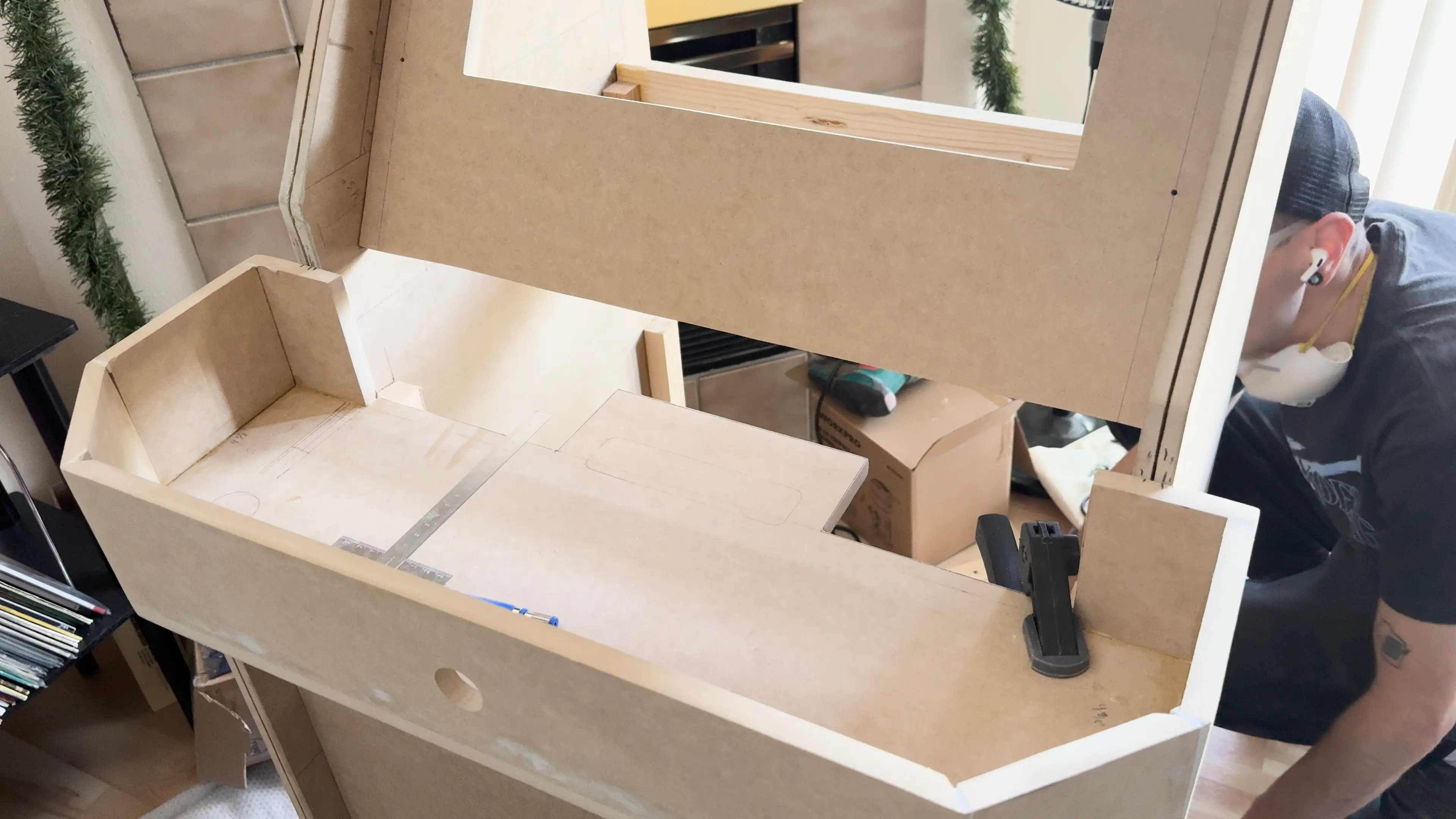 Mapping out where the T-nuts will provide attachment points for the control panel box.