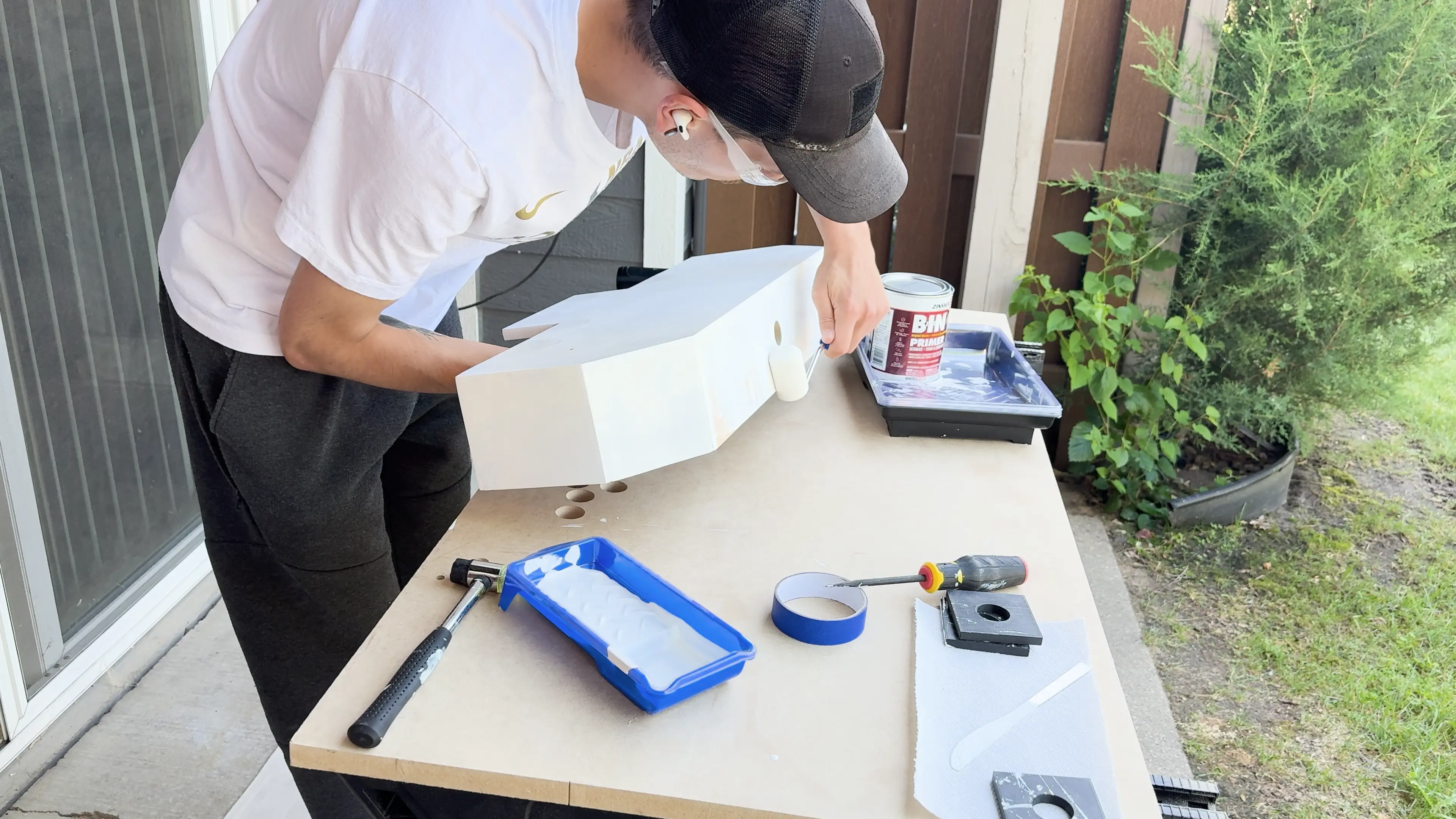 Using the REAL shellac primer on the control panel box.