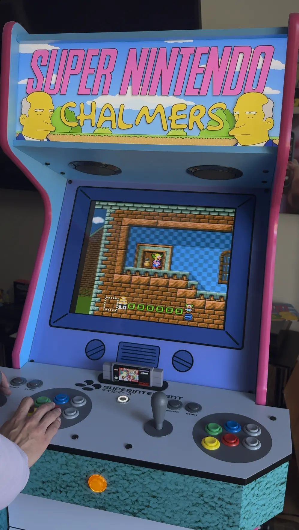 Showing off the newly installed bezel with a little Krusty's Super Fun House.